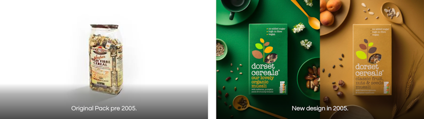 Dorset cereals packaging design change 2005